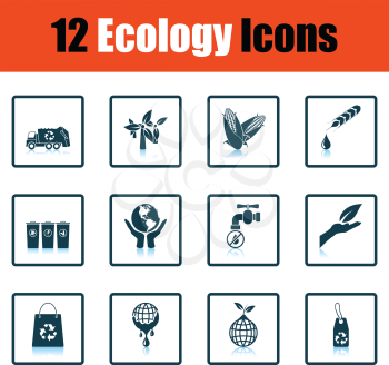 Ecology icon set. Shadow reflection design. Vector illustration.