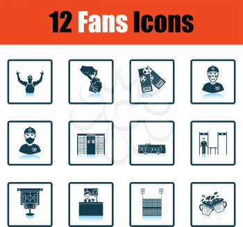 Set of soccer fans icons. Shadow reflection design. Vector illustration.