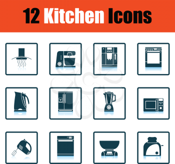 Kitchen icon set. Shadow reflection design. Vector illustration.