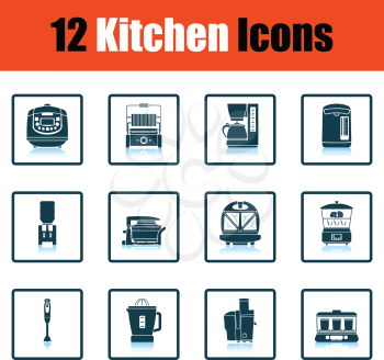 Kitchen icon set. Shadow reflection design. Vector illustration.