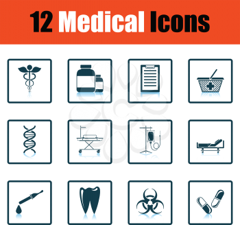 Medical icon set. Shadow reflection design. Vector illustration.