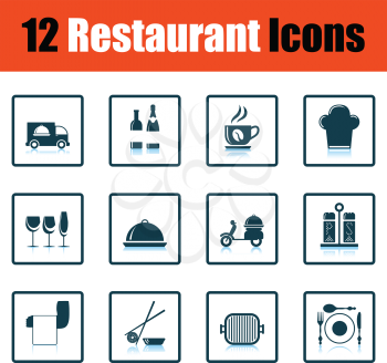 Restaurant icon set. Shadow reflection design. Vector illustration.
