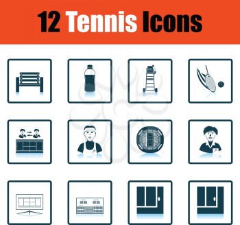 Tennis icon set. Shadow reflection design. Vector illustration.