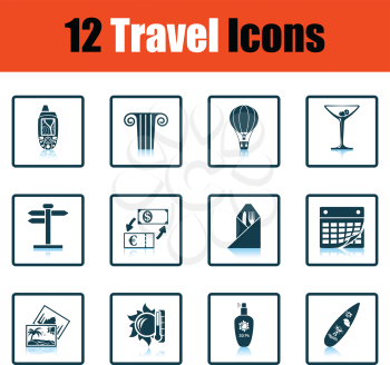 Travel icon set.  Shadow reflection design. Vector illustration.