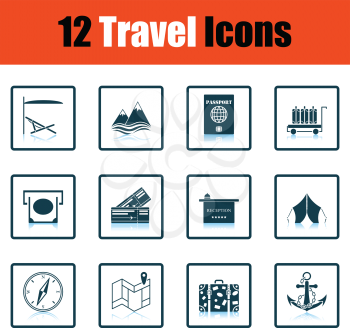 Travel icon set.  Shadow reflection design. Vector illustration.
