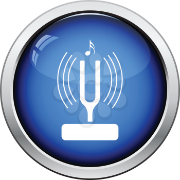 Tuning fork icon. Glossy button design. Vector illustration.