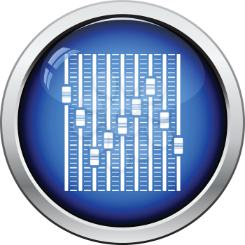 Music equalizer icon. Glossy button design. Vector illustration.