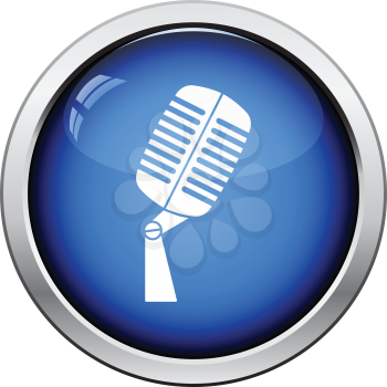 Old microphone icon. Glossy button design. Vector illustration.