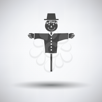 Scarecrow icon on gray background with round shadow. Vector illustration.