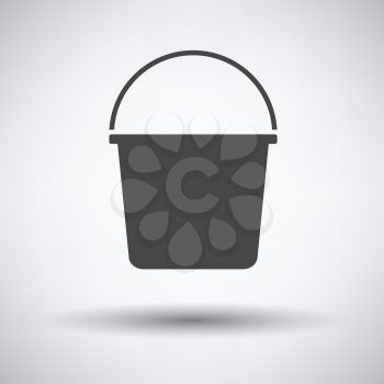 Bucket icon on gray background with round shadow. Vector illustration.