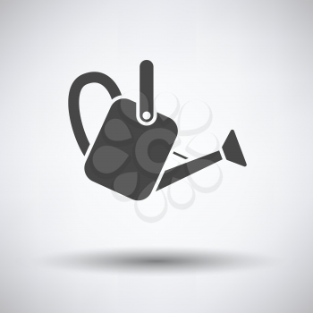 Watering can icon on gray background with round shadow. Vector illustration.