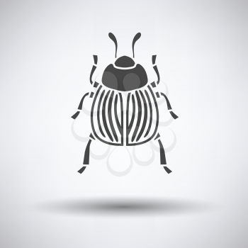 Colorado beetle icon on gray background with round shadow. Vector illustration.
