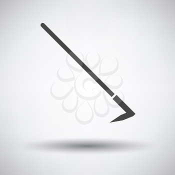 Hoe icon on gray background with round shadow. Vector illustration.