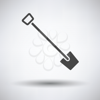 Shovel icon on gray background with round shadow. Vector illustration.