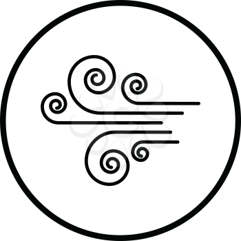 Wind icon. Thin circle design. Vector illustration.