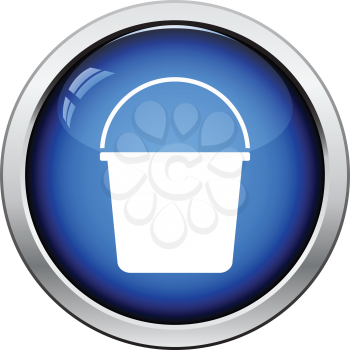 Bucket icon. Glossy button design. Vector illustration.