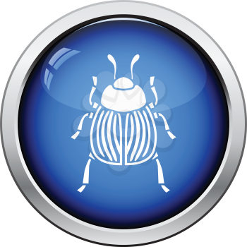Colorado beetle icon. Glossy button design. Vector illustration.