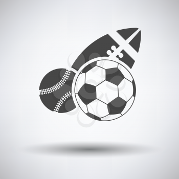 Sport balls icon on gray background with round shadow. Vector illustration.
