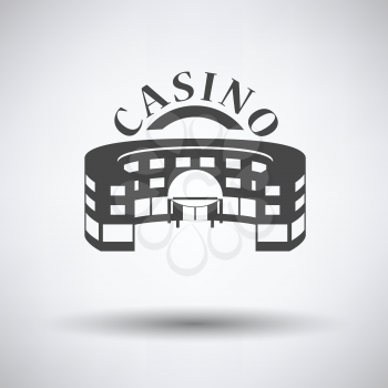 Casino building icon on gray background with round shadow. Vector illustration.