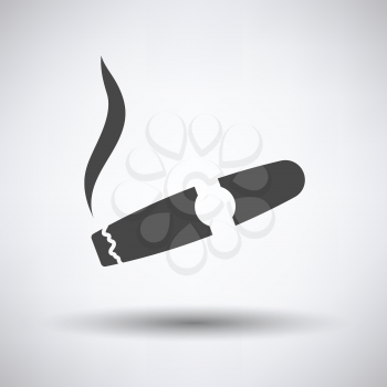 Cigar icon on gray background with round shadow. Vector illustration.