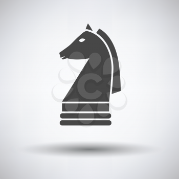 Chess horse icon on gray background with round shadow. Vector illustration.