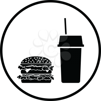 Fast food icon. Thin circle design. Vector illustration.