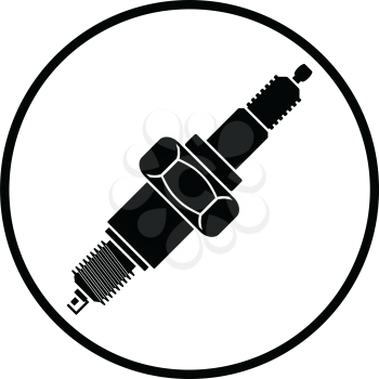 Spark plug icon. Thin circle design. Vector illustration.