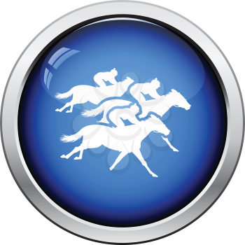 Horse ride icon. Glossy button design. Vector illustration.