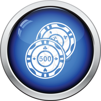 Casino chips icon. Glossy button design. Vector illustration.