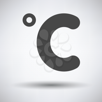 Celsius degree icon on gray background with round shadow. Vector illustration.