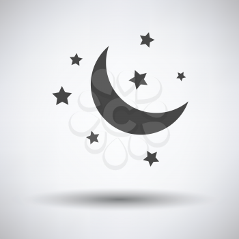 Night icon on gray background with round shadow. Vector illustration.