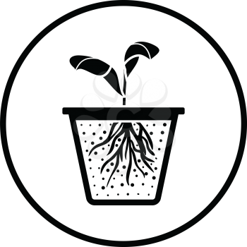 Seedling icon. Thin circle design. Vector illustration.