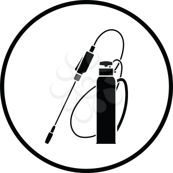 Garden sprayer icon. Thin circle design. Vector illustration.