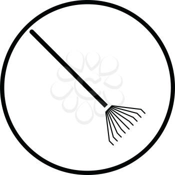 Rake icon. Thin circle design. Vector illustration.