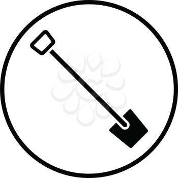 Shovel icon. Thin circle design. Vector illustration.