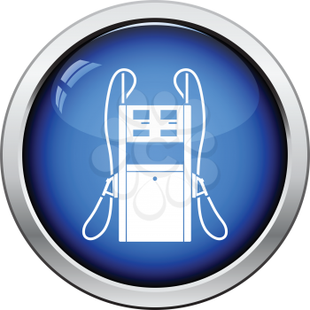 Fuel station icon. Glossy button design. Vector illustration.