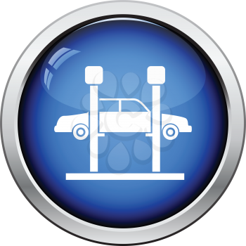 Car lift icon. Glossy button design. Vector illustration.