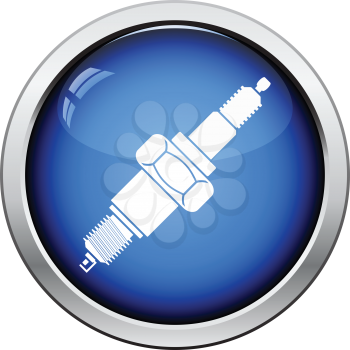 Spark plug icon. Glossy button design. Vector illustration.