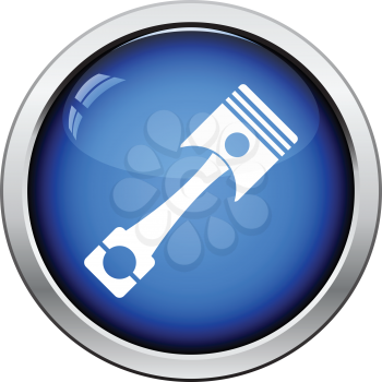 Car motor piston icon. Glossy button design. Vector illustration.