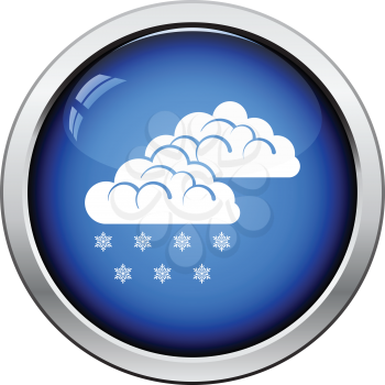 Snow icon. Glossy button design. Vector illustration.