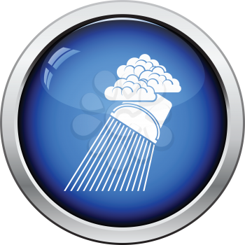 Rainfall like from bucket icon. Glossy button design. Vector illustration.