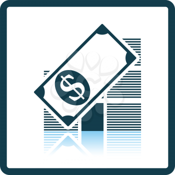 Stack of banknotes icon. Shadow reflection design. Vector illustration.