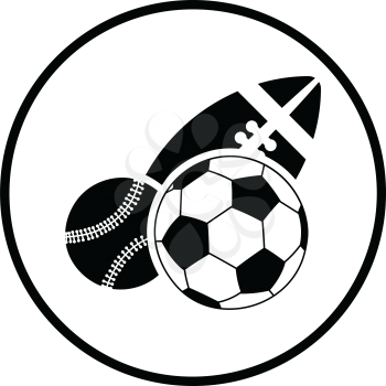 Sport balls icon. Thin circle design. Vector illustration.
