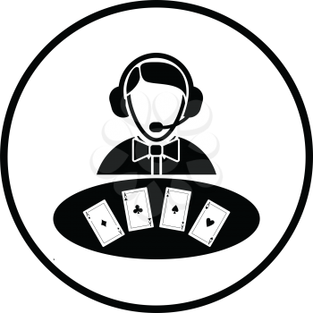 Casino dealer icon. Thin circle design. Vector illustration.