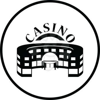 Casino building icon. Thin circle design. Vector illustration.