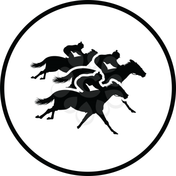 Horse ride icon. Thin circle design. Vector illustration.