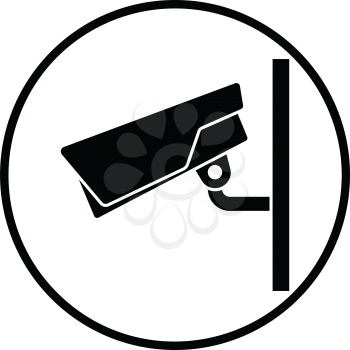 Security camera icon. Thin circle design. Vector illustration.