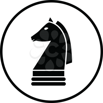 Chess horse icon. Thin circle design. Vector illustration.