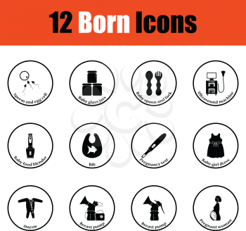  Set of born icons. Thin circle design. Vector illustration.