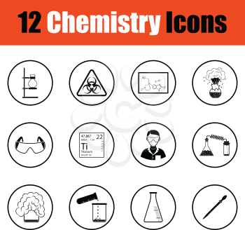 Chemistry icon set.  Thin circle design. Vector illustration.